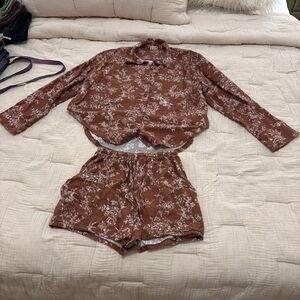 Free People Brown Floral Pajamas